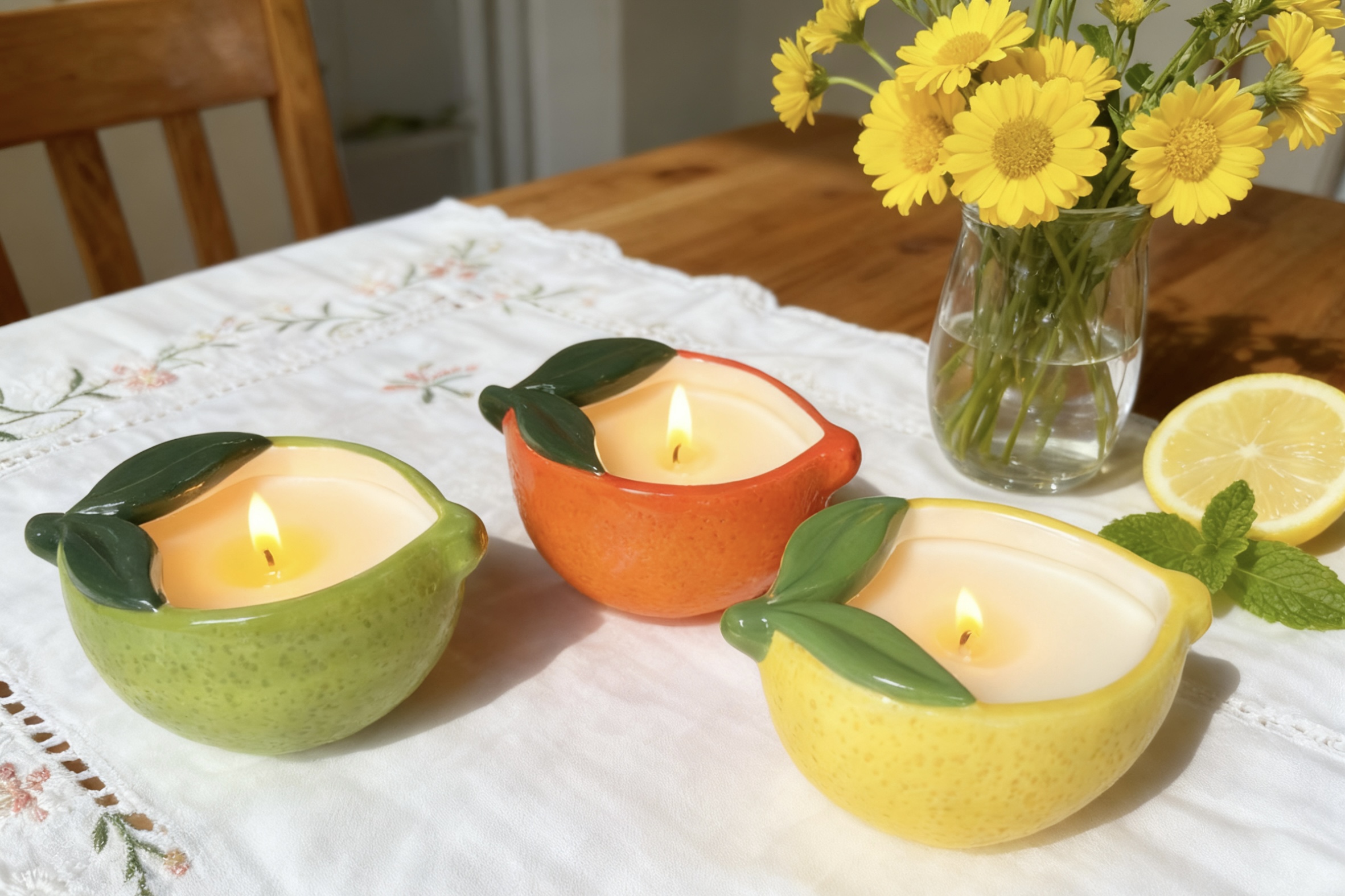 Ceramic Lemon candle